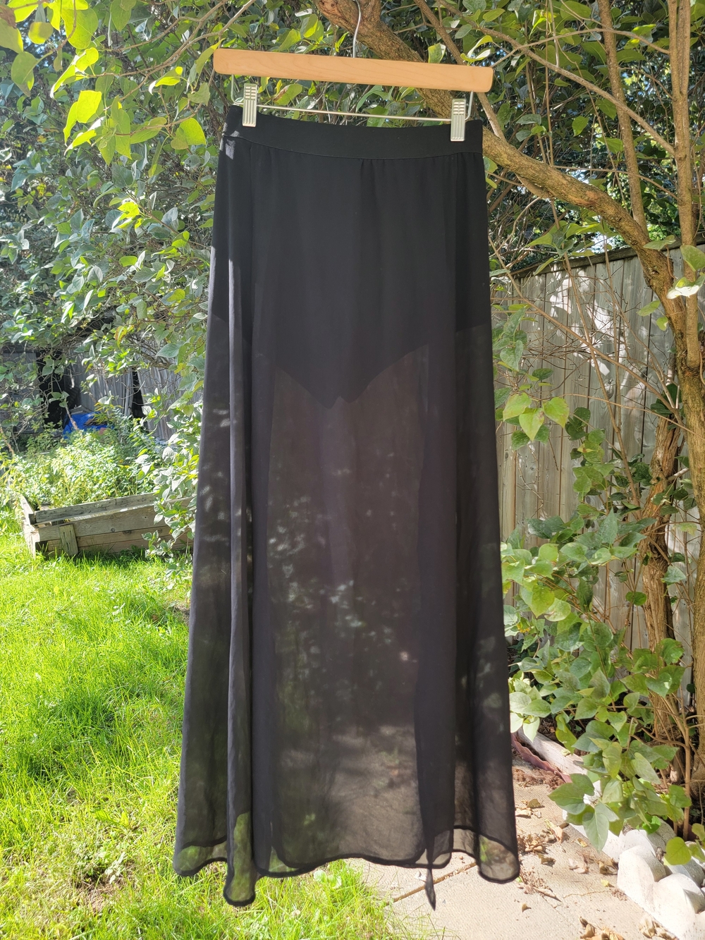 Black Maxi Sheer Layered Skirt With Built In Shorts